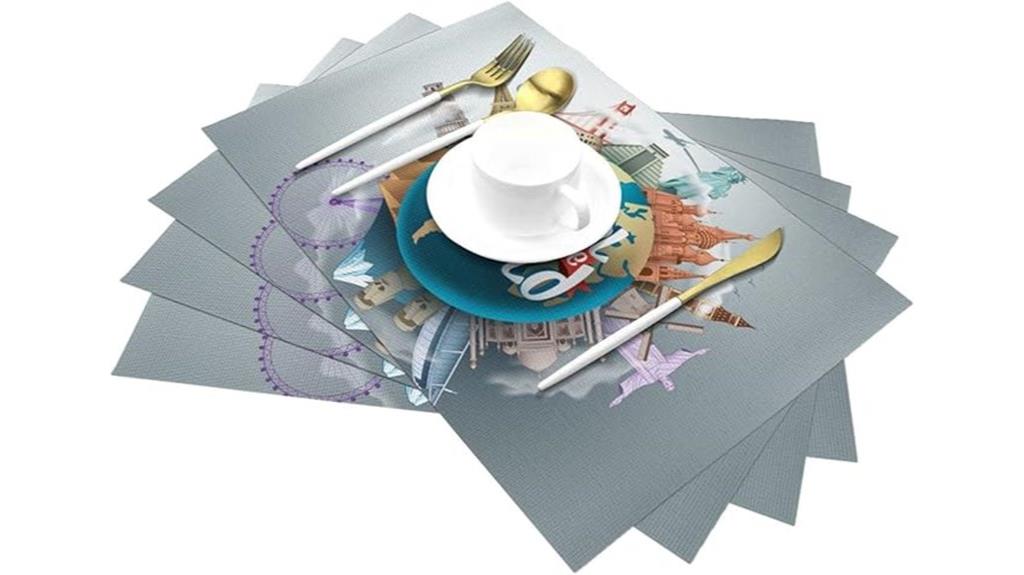 world travel themed placemats set